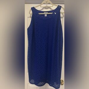 CATHERINES Blue Lace Beaded Sleeveless Swing Dress Womens Plus Sz 1 X - 18/20